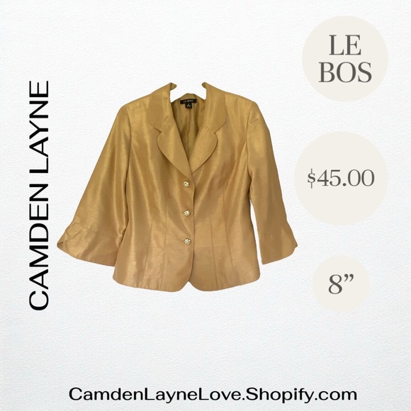 Le Bos Tan Blazer with Notched Lapel and Fitted Waist - Picture 4 of 8